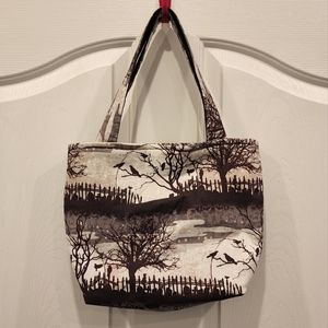 Quilted Spooky Cemetary Handbag Magnetic Snap Close Handmade